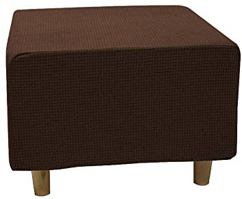 Highdi Ottomane Schonbezug Hockerbezug, Hocker Hussen für Quadratische Fußhocker, Stretch Bezug Ottomane Abdeckung Überzug Hocker Protector Waschbar Hockerabdeckung (S,Jacquard braun)