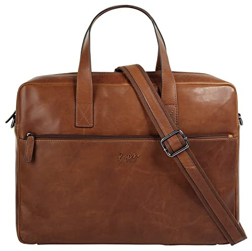 X-ZONE Aktentasche Echt Leder Herren | Business Tasche mit Laptopfach bis 17 Zoll | gepolsterte Notebooktasche | 021268