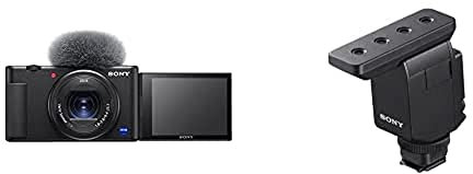 Sony Vlog-Kamera ZV-1 (Digitalkamera, 24-70mm, seitlich klappbares Selfie-Display für Vlogging & YouTube, 4K Video) + Shotgun Mikrofon ECM-B10 (Kompakt, Kabellos, Batterielos)
