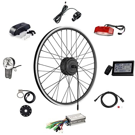 windmeile | E-Bike Umbausatz, Nabenmotor Vorderrad, Schwarz, Professional, 26', 36V/250W, Controller, Daumengas, Display, Lichter, Bremssensor, Pedalsensor, Controller-Box, E-Bike, Pedelec