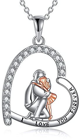 YAFEINI Vater Tochter Kette S925 Sterling Silber Vater Tochter Anhänger Papa HalsKette Tochter Schmuck Geschenke für Damen (A-Vater Tochter)