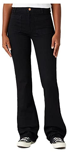 Wrangler All Terrain Gear X Damen Flare Retro Black Jeans, Schwarz, 32W / 34L EU