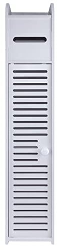 Toilet Paper Roll Holder White PVC Free Standing Bathroom Storage Cabinet Shelf