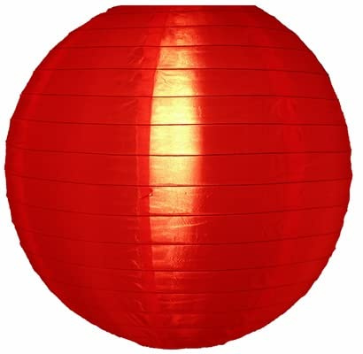 5 x Rot Lampions Nylon 25 cm - Chinesische Japanische Kugel-Laternen für Außenbereich, Garten, Gartenparty, Wasserdicht, Kerzenhalter