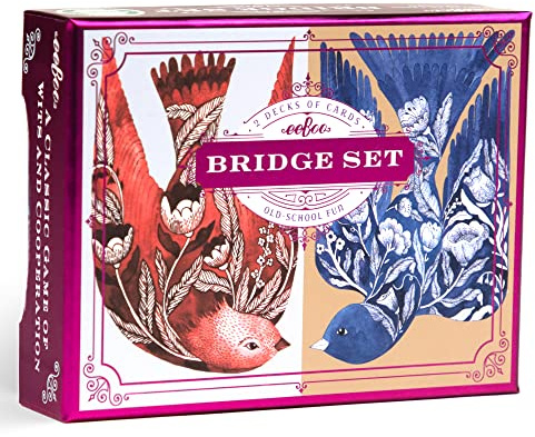 eeBoo: Piece and Love Malin's Birds Bridge Spielkarten-Set (2 Decks), 54 Spielkarten in jedem Deck, Old School Spaß, ab 14 Jahren