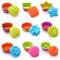 Silicone Cupcake Liners Reusable Baking Cups Pack of 36 Colorful Reusable 9 Shapes Silicone Mini Cupcake Molds, Nonstick Muffin Baking Cups Cupcake Liners Candy Molds Set DIY Cake Tools