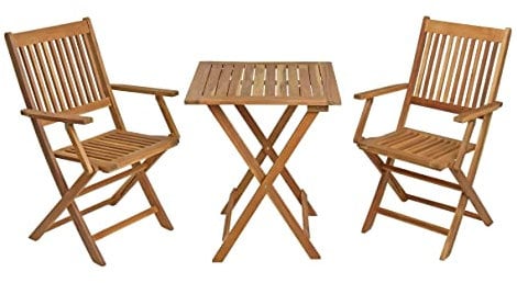 ESTEXO Balkonset Balkontisch Balkonstühle mit Armlehne Set Garten Möbel Balkon Holz klappbar 3tlg