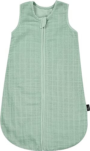 Alvi Babyschlafsack Mull atmungsaktiv mit Babylöffel DeinKinderland| Baby-Schlafsack ärmellos Jungen und Mädchen | leichter Sommerschlafsack | Außensack (uni granite, 90cm)