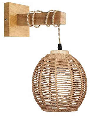 kowaku Wandleuchten, die Rattan-Wandlampe beleuchten, handgewebte Lampenschirm-Abdeckung, verstellbare Schnur, Wandleuchten, Wandmontage, für Zuhause,