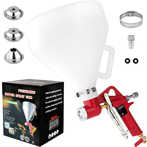 Pistolet à Crépir Pneumatique 1.5 Gallon avec 3 Buses (4,0 mm/6,0 mm/8,0 mm) - pour Murs, Plafonds, Sèche Plâtre et Peinture