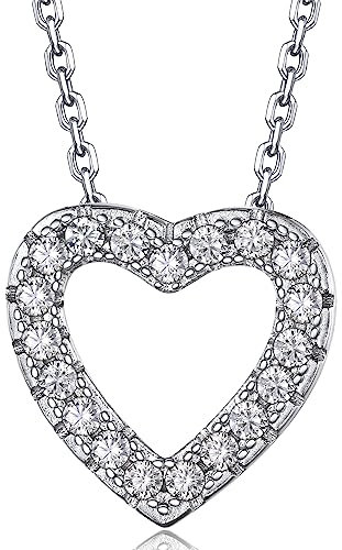 MomentWish Halskette Damen Silber 925, Moissanit Diamant Herz Anhänger Geburtstagsgeschenk Liebes Geschenk für Frauen Sie