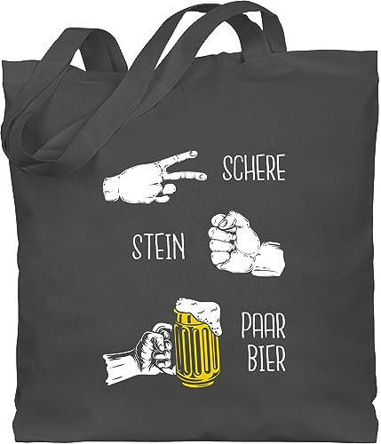 Baumwolltasche - & Alkohol Herren - Schnick Schnack Schluck I Saufen I Schere Stein Papier I JGA Trinksprüche Malle I Biergeschenke lustig I Alkoholliebe I Party I Trink Spruch - Unisize - Dunkelgrau