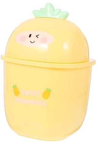 Cabilock Pineapple Trash Can Desktop Waste Basket Adorable Garbage Can for Home Office for Kitchen Bedroom Use