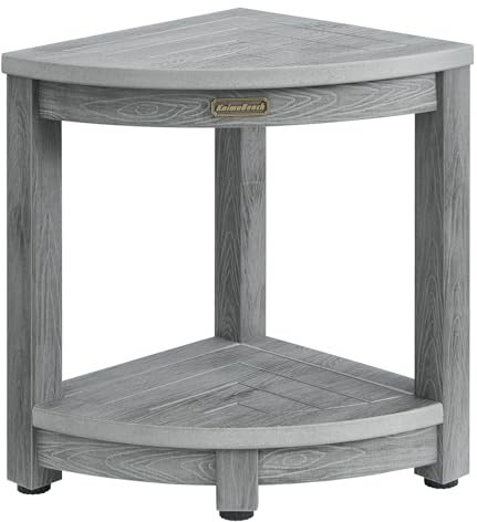 Waterproof Shower Bench for Inside Shower, Gray HDPS Corner Shower Stool for Shaving Legs, Poly Lumber Shower Foot Seat, Plastic Bathroom Shower Bench Seat with Storage Shelf, Non-Slip/No-Maintenance
