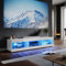 ELEGANT White TV Unit Gloss 180cm TV Stand Cabinet with LED Lights Modern TV Entertainment Unit with 3 Open Glass Shelves and Drawers Long Design TV Cabinets for Living Room