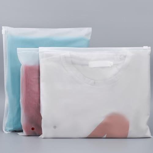 Svaldo Sacchetti Valigia Organizer, 100 Pezzi 30 * 25cm Sacchetti Smerigliato per Vestiti, Bustine Plastica Richiudibili, Buste per Indumenti Smerigliato per T-Shirt (con Fori di Sfiato)