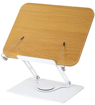 Lwaviwer 360° Drehbarer Basis-BuchstäNderhalter zum FreihäNdigen Lesen, Faltbarer BuchstäNder mit BüRoklammern, HolzplattenstäNder