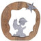 Dekofigur Betender Engel 20x20cm Holzfigur Glücksengel Mangoholz Aluminium