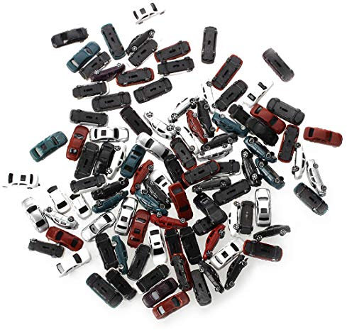 Sujurio 100pcs Modeles de Voitures Peintes Disposition de Train/Batiment Echelle N Z (1 a 200) C200-4