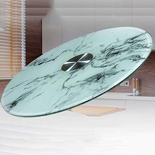 FZZIBQYR Vintage Lazy Susan für Esstisch, 70–120 cm (27,5–47 Zoll), Drehteller aus gehärtetem Glas, drehbare Servierplatte, Marmormuster