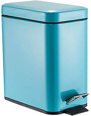 Cubo de basura Inodoro doméstico Pie de acero inoxidable Hogar Sala de estar Cocina Dormitorio Espesar Cubierto Silencioso Hotel Oficina en el hogar Papelera Papelera Papelera Papelera (Azul)