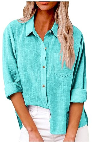 Chemise Femme Chic Et Élégant en Jean Grise - Chemisier Grande Taille Longue 50 - Blouse Blanche Rose Vert L