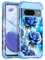 Petocase for Google Pixel 8 Case,Three Layer Heavy Duty Shockproof Full Body Protection Hard Plastic Bumper +Soft Silicone Rubber Protective Girls Women Cover Case for Google Pixel 8,Blue Rose