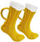 Bierkrug-Stricksocken 3D-Bierkrug-Socken Mit Henkel Neuheit Warme Socken Voller Elastizität, Weich Und Hautfreundlich, Geeignet Zum Warmhalten Im Herrbst Urnd Winter Für Bierliebhaber