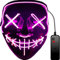 Retoo Halloween LED Maske Mit 3 Beleuchtungsmodi, Scary Neon Purge Im Dunkeln Leuchtend für Herren & Damen, Grusel für Kostümspiele, Feste, Cosplays, Karneval und Partys (Rosa)