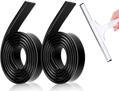 Lhbwhiz 2 Stück Wischergummi,Zuschneidbar Fensterabzieher,Kann Geschnitten Werden Ersatzgummi,Ersatz Lippe Rakel,Weich Gummi Abzieher,Gummilippe,Gummiklinge,für Fenster Glas(Schwarz,105 cm)
