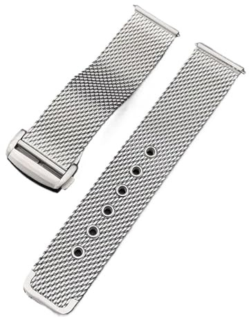 JUANZD Cinturino for orologio Milanese da 20 mm e 22 mm compatibile con Omega 007 compatibile con Seamaster 300 cinturino in maglia di acciaio inossidabile fibbia pieghevole