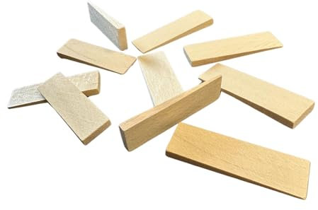 Tolux Cale en Bois Dur - Outil de Montage et Nivellement, Butée de Porte - Pratique pour Construction et Bricolage - 65x20x6 mm, 10 Pièces