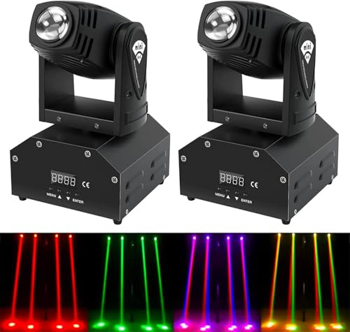 Leleght 2pcs LED Moving Head Lights DJ Lighting with d-mx512 Sound Activated RGBW Beam Light for Disco Party Club Stage Band Lighting Shows