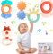 Baby Rassel BeißRing Set Baby Spielzeug ab 0 1 2 3 4 5 6 7 8 9 10 11 12 Monate,Spin Rassel Spielzeug FüR Junge MäDchen Kleinkinder,BPA_frei Silikon Baby Spielzeug