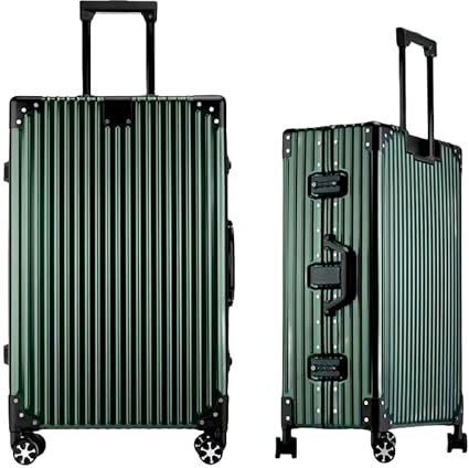 Koffer 100% Aluminium Reisekoffer Bordkoffer Hartschalen-Koffer Trolley Rollkoffer Handgepäck Teleskopgriff, TSA, 4 Rollen(Grün, XXL)