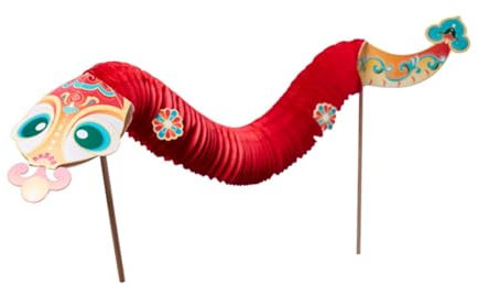 Colcolo 4 x DIY-Material-Kits mit Schlangenmotiv zum chinesischen Neujahr, Girlande zum Aufhängen, Basteln mit Schlangen-Papierpuppen, Dekorationen, lustige, Rot