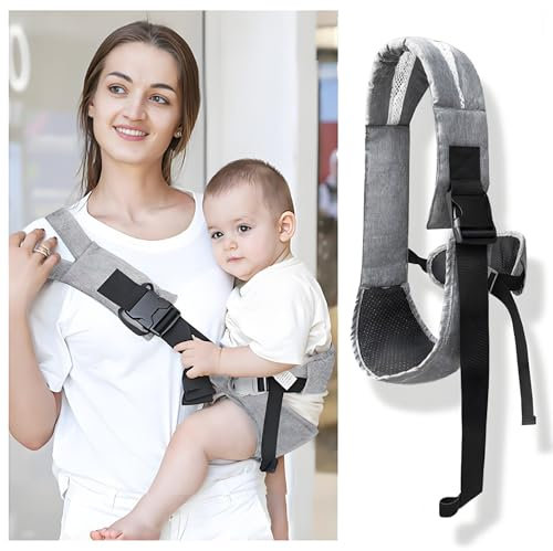AIRCADIA Tragbarkeit Babytrage, Kindertrage Seitlich Babytragetuch Trage Baby mit Rutschfestem Hüftsitz Tragetuch Kleinkind Hüfttrage Kleinkindtrage Ergonomischer ab 6 monate (6.4-20 kg) Grau