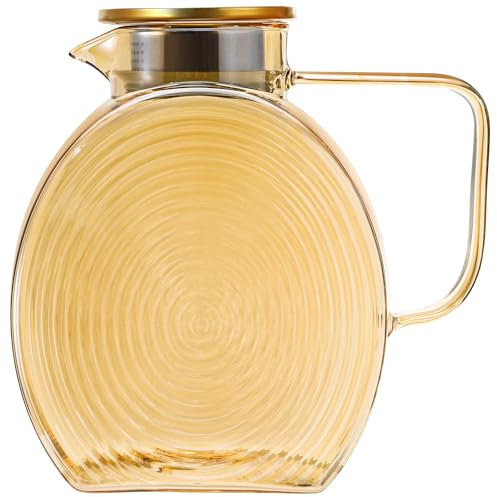 Suwimut Glass Water Pitcher with Lid and Spout, 84 oz 2.5 Liter Water Pitcher with Handle for Fridge, High Borosilicate Glass Carafe Large Jug for Hot/Cold Water Iced Tea Juice Coffee Milk Beverage