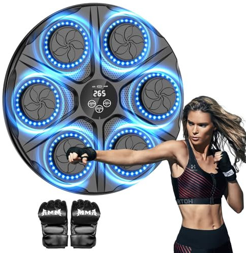 aiyyotto Music Boxing Machine, LED Electronic Bluetooth Smart Music Box Machine 12 modalità e 12 velocità, Real Boxing Experience Includes Boxing Gloves Boxing Wall Mount Machine Gift for Adults And