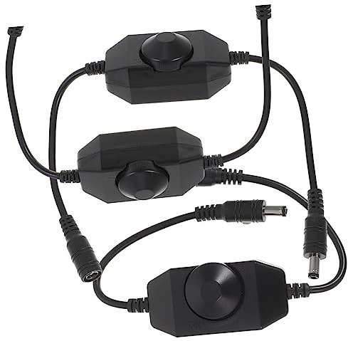DOITOOL 3 Stück-pack LED Dimmerschalter mit Abs Material Schwarz mit Ausschalter und Verschleißfestem Drehregler für LED Lichtleisten