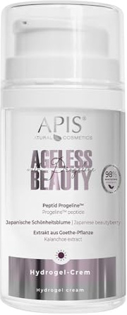Apis AGELESS BEAUTY Crema giorno hydrogel con Progeline - 50 ml - Cura viso idratante e rigenerante con acido ialuronico, Uplevity e acqua di rose