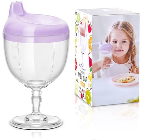 Irenare 1 gobelet à vin en plastique pour bébé - Sans déversement - Verre à vin pour bébé - Tasse à lait avec couvercle - Violet