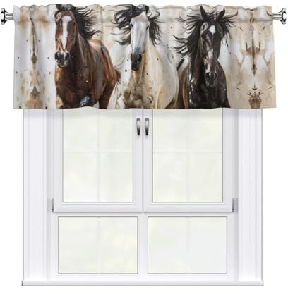 ERSDWRE Vorhang mit Pferdemotiv und Kunstdruck, für Küche, Volant, Fenster, Schlafzimmer, Badezimmer, Wohnzimmer