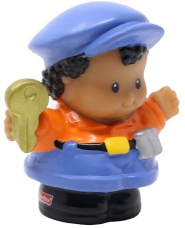 Fisher-Price Ersatzteil für Sammlerstück Little People Flughafen Parkgarage Mall Spielset G8129 - Ersatz Parkdiener Michael Figur - Schlüssel und Münzgürtel