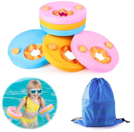 6PCS Manguitos Piscina para Niños, Espuma Eva Manguitos Discos, 2-6 años Piscina Discos Flotadores, Manguitos Dolphin, Flotador Bebe con Bolsa de Almacenamiento Portátil