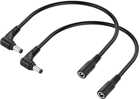 PNGKNYOCN Câble d'extension 12 V CC 5,5 x 2,1 mm 0,3 m coudé à 90 ° DC 5,5 mm x 2,1 mm câble d'extension mâle vers femelle (2 pièces) (5,5 x 2,1 mm)