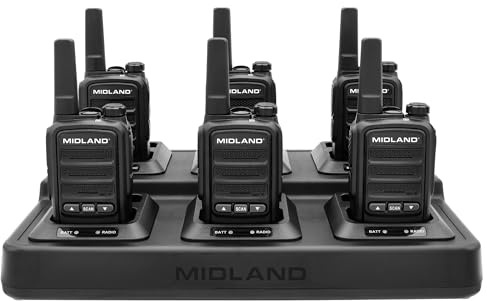 Midland BR10 Heavy-Duty Business Walkie Talkies – 2-Watt Long Range Two-Way Radios, FRS License-Free, Rechargeable Battery, Portable Handhelds for Job Sites & Manufacturing (6-Pack)