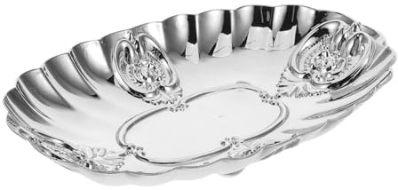 MAGICLULU Jewellery Organiser Multipurpose Functionality Iron Material Jewelry Tray Vintage European with Decorative Edges Elegant Silver and Small Jewelry Holder for Bedroom and Parties