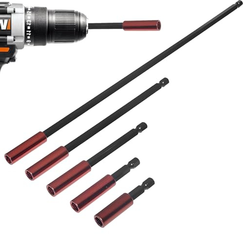 COZERI 5PC Magnetische Bit Halterung, 50/60/100/150/300mm Bit Verlängerung Mit Starkem Magnet Für Bohrmaschine Und Schraubendreher, 1/4 Zoll Sechskantschaft