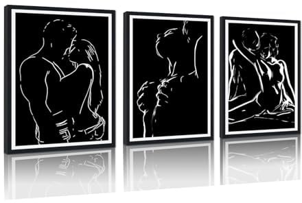Sexy gerahmter Leinwanddruck, Wandkunst, Paar, Wanddekoration, abstrakte Linie, Poster, schwarz-weiße Bilder, Kunstwerk für Schlafzimmer, Bar, Spielzimmer, Badezimmer, Wanddekoration, fertig zum